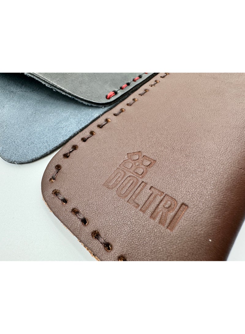 Generic Doltri - Specs Glasses Hand Stitched Leather Case-Brown  - Image 4
