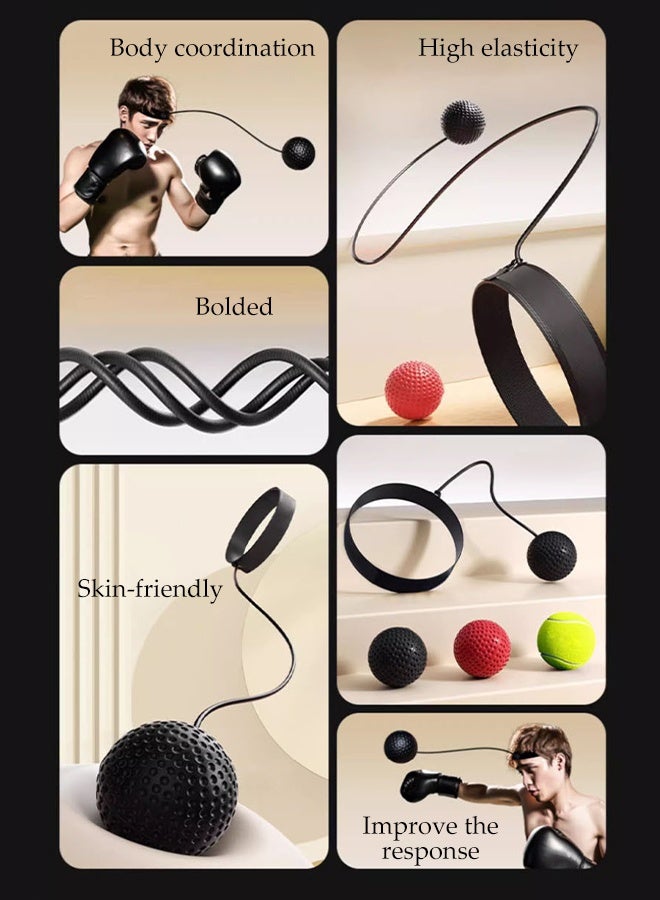 DUNISO كرة رد الفعل للملاكمة، كرة سرعة الملاكمة، معدات كرة الملاكمة المحمولة، مع 3 مستويات صعوبة لكرة الملاكمة وعصابة رأس، لتحسين سرعة رد الفعل وتدريب تنسيق اليد والعين - Image 5