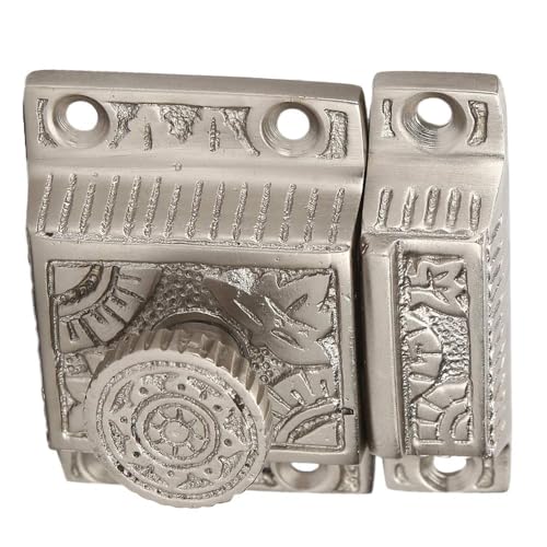 A29 Solid Brass Cabinet Latch, Latches for Cabinet Closet Kitchen Door Twist Knob Design, Handmade Brushed Nickel Finish Latch, Antique Latch - Image 5
