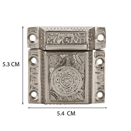 A29 Solid Brass Cabinet Latch, Latches for Cabinet Closet Kitchen Door Twist Knob Design, Handmade Brushed Nickel Finish Latch, Antique Latch - Image 4