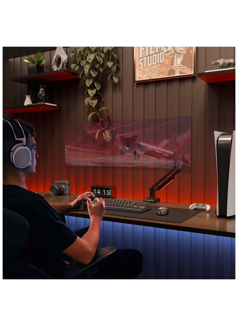 Fydeamer Fydeamer PC Monitor Arm Gaming Monitor Arm 17-35 inches LCD Display Arm Gas Spring VESA 75X75/100X100 Multi Angle Adjustment 11KG/24LBS Load Capacity Single Arm Black  - Image 5