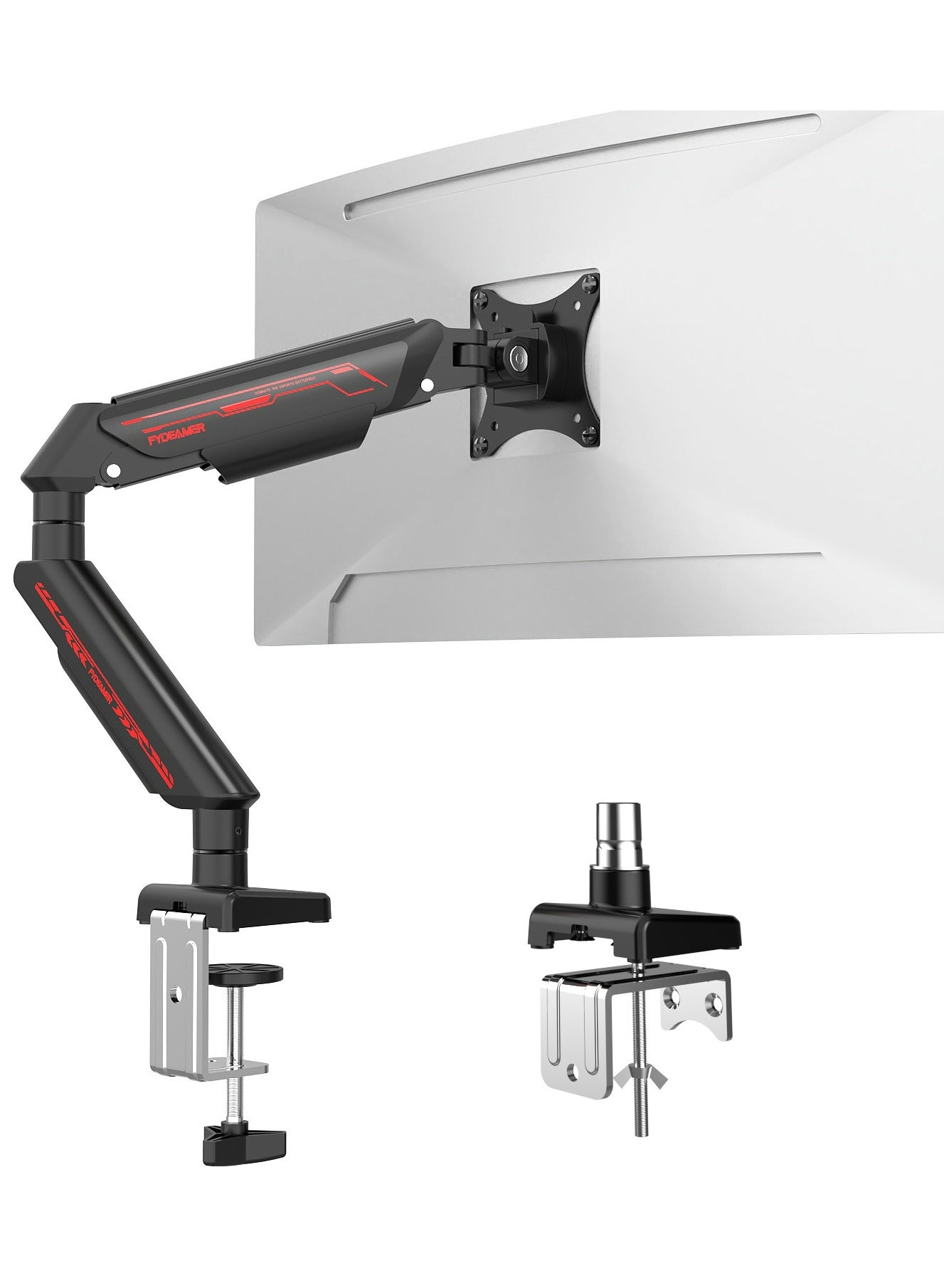 Fydeamer PC Monitor Arm for 17-35 inch Monitor up to 11kg, Adjustable Gas Spring Monitor Stand, Full Motion Computer Monitor Mount, LED/LCD Display Arm with VESA Pattern 75x75/100x100 Single Arm Black