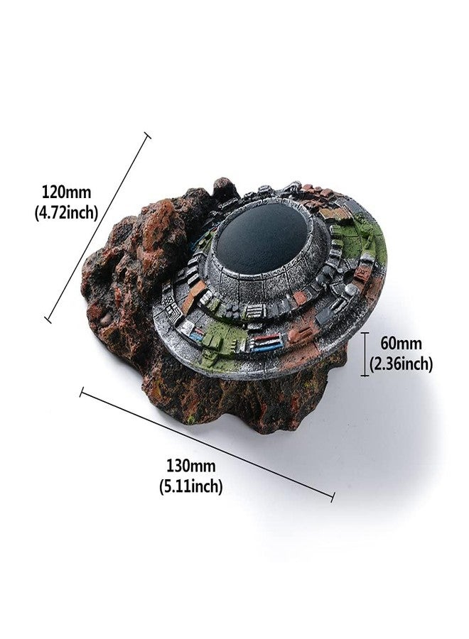Saim Aquarium UFO Decorations,Medium Fish Tank Decor Cave for Fish Tank Micro Flying Saucer Creative Decor Reptile Box Landscaping Ornament - Image 2