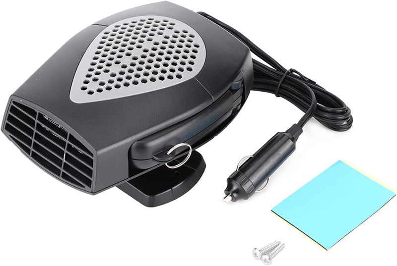 24V Portable Heating Fan and Car Heater, Vehicle Defroster and Demister with Brushless Motor, Retractable Handle and 58.95 Inch Power Cord, Cigarette Lighter Plug, Red and Black (Gray) - Image 1