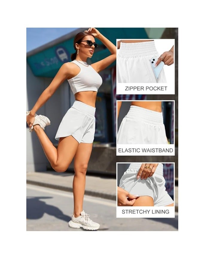 Women's Athletic Shorts High Waisted Running Shorts Pocket Sporty Shorts Gym Elastic Workout Shorts - Image 3