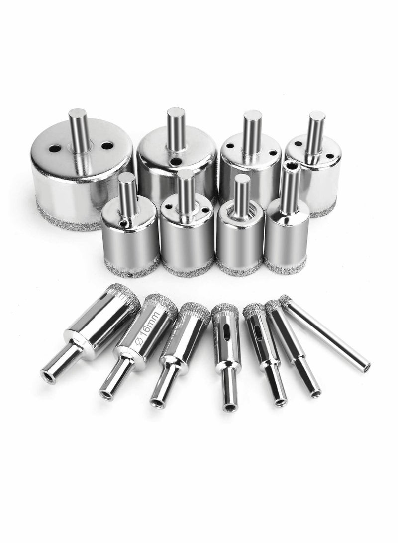 Diamond Drill Bits, Hole Saw Bit Set Kit, High Quality Glass for Bottles,Pots, Marble, Granite Stone, Tile Cutting 0.23 Inch - 2 Inch（6mm 50mm）15 Pcs  - Image 1
