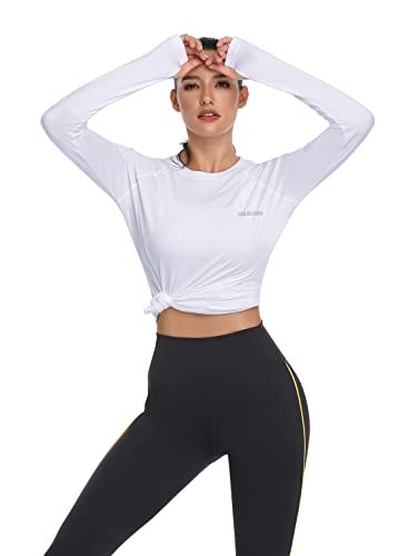 HISKYWIN Women's UPF 50+ Sun Protection Long Sleeve Shirts Outdoor Hiking Fishing Tops HF103- White-S - Image 4