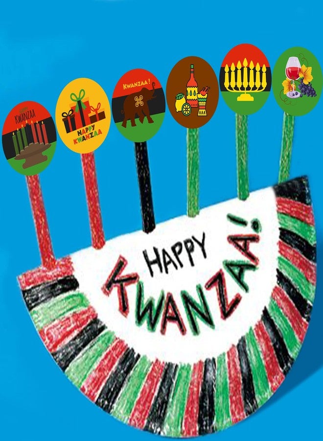 Lucleag 360 PCS Kwanzaa Stickers, Happy Kwanzaa Stickers for Kids, Assorted African American Kinara Candles Sticker for Kwanzaa, Round Kwanzaa Stickers for Candy Sealing Party Decoration - Image 5