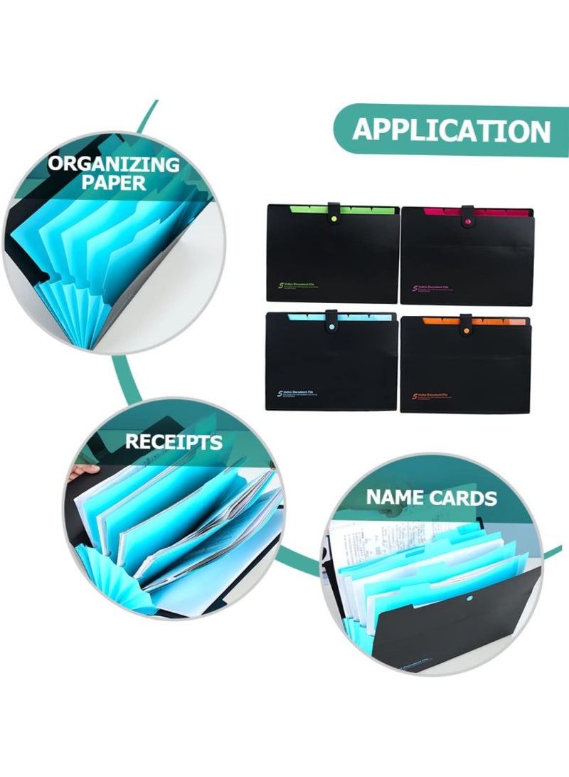 PTTIMFFM 4 Pack Expanding Accordion File Folders, 6-Pocket A4 Letter Size Document Organizers with Snap Closure, Portable Filing Folders for Home, School, Office - Image 5