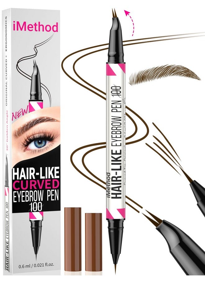 iMethod - iMethod Curved Eyebrow Pen - Eyebrow Pencil 2-in-1 Dual-Ended Eyebrow Pen with Curved Tip and Precise Brush-Tip, Microblading Eyebrow Pen for Natural Hair-Like Brows, Long Lasting, Dark Brown - Image 1