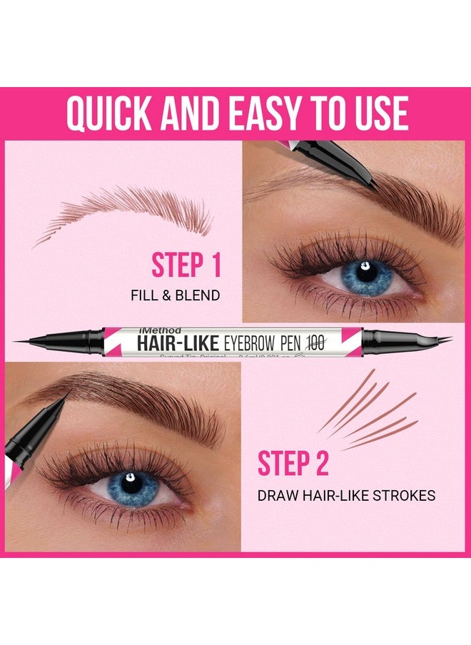 iMethod - iMethod Curved Eyebrow Pen - Eyebrow Pencil 2-in-1 Dual-Ended Eyebrow Pen with Curved Tip and Precise Brush-Tip, Microblading Eyebrow Pen for Natural Hair-Like Brows, Long Lasting, Dark Brown - Image 1