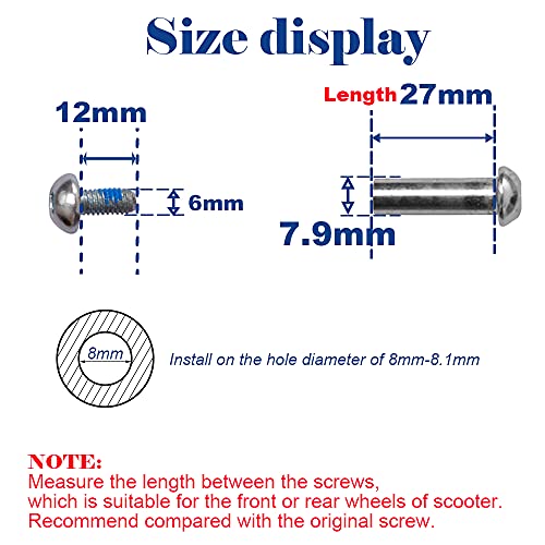 OTFAITP M8x27mm Screws for 2-3-4-Wheel Kid Scoote Replacement Micro Mini Foldable Kick Scooter Kids Scooters Axles Repair (27) - Image 2