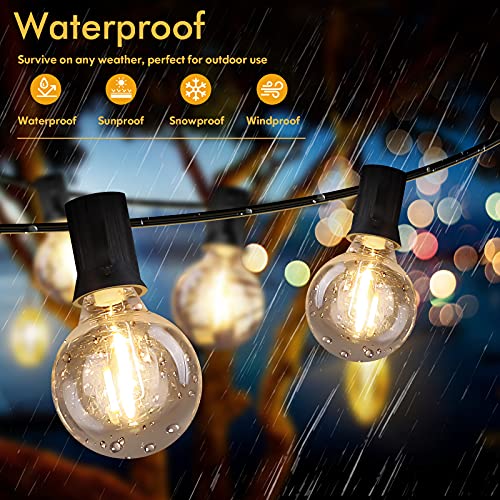 Brightever 100FT LED Outdoor String Lights Patio Light with 52 Shatterproof G40 Dimmable Globe Bulb, 2-Pack 50FT Waterproof Outside Hanging String Light for Christmas Backyard Porch Balcony Gazebo Party - Image 3