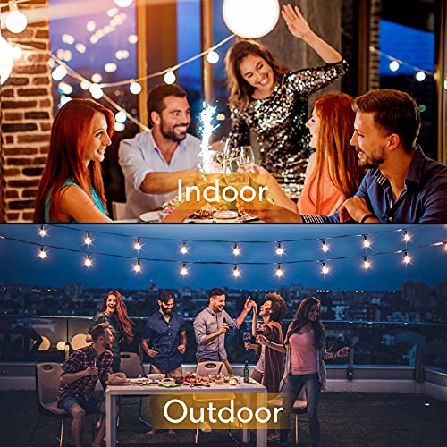 Brightever 100FT LED Outdoor String Lights Patio Light with 52 Shatterproof G40 Dimmable Globe Bulb, 2-Pack 50FT Waterproof Outside Hanging String Light for Christmas Backyard Porch Balcony Gazebo Party - Image 2