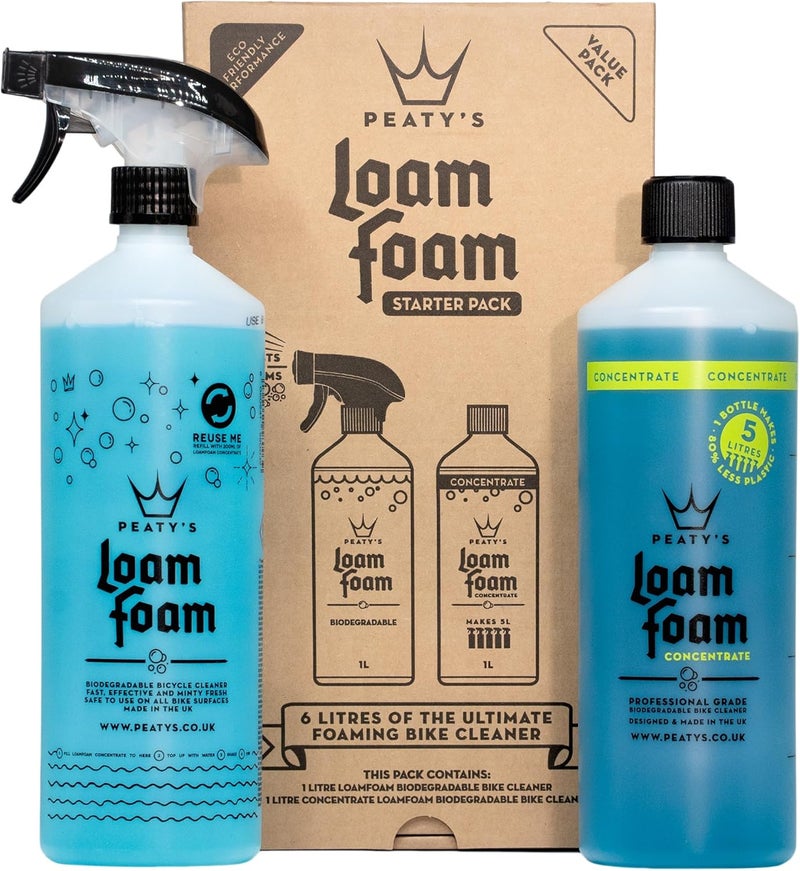 Peaty's Loam Foam Bicycle Cleaning Kit - Biodegradable Starter Pack with 1L Cleaner & 1L Concentrate - Image 1
