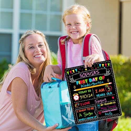 Melisheer Double-Sided First Day of School Sign Board, 12 × 10 Inches Back to School Sign, Reusable Color Painting First and Last Day of Preschool Board, Washable Chalkboard for Kindergarten Pre-K - Image 5