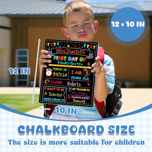 Melisheer Double-Sided First Day of School Sign Board, 12 × 10 Inches Back to School Sign, Reusable Color Painting First and Last Day of Preschool Board, Washable Chalkboard for Kindergarten Pre-K - Image 3
