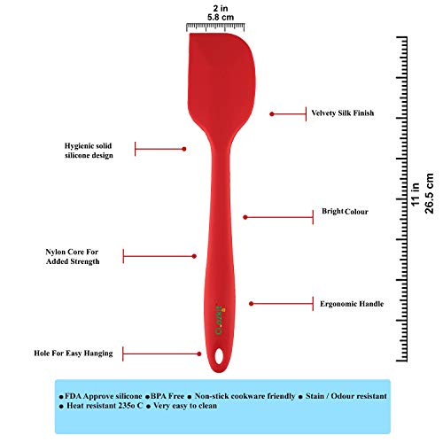 Clazkit - YH547 Premium Silicone Non-Stick Heat Resistant Spatulas with Steel Core Kitchen Utensils Non-Stick for Cooking, Baking and Mixing, 27cm,Red - Image 2