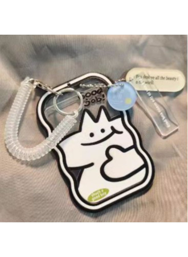 NIBEMINENT 1 - Piece Good Job Kpop Photo Card Holder Pendant Key Chain ID Badge Holder ID Card Holder Photo Card Protector for School ID Office ID Access Card for Women Girls 