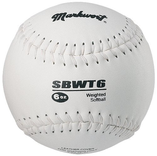 Markwort Weighted 12-Inch Softball-Leather Cover, White - Image 4