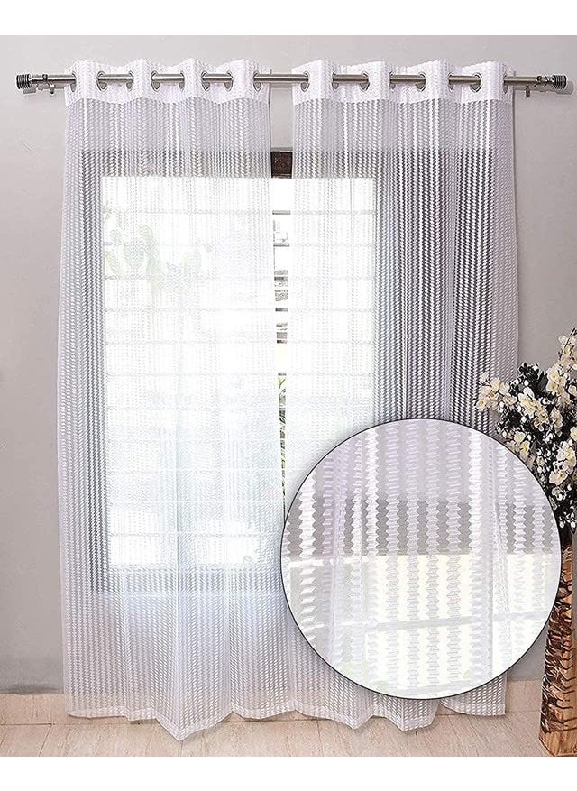INIKA CREATION INIKA CREATION Eyelet Polyester Tissue Curtain White 5 Feet Set of 1  - Image 2
