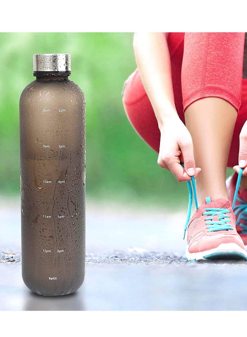 TYCOM Drinking Water Bottle With Time Marker - 1L Leak-Proof BPA Free Motivational Reusable 32oz Water Bottles With Times To Drink - Ideal For Fitness Sports Travel Gym & Outdoor  - Image 2