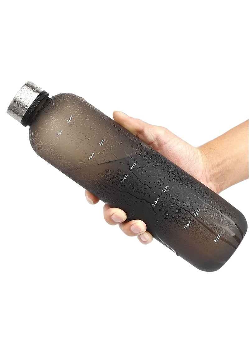TYCOM Drinking Water Bottle With Time Marker - 1L Leak-Proof BPA Free Motivational Reusable 32oz Water Bottles With Times To Drink - Ideal For Fitness Sports Travel Gym & Outdoor  - Image 1