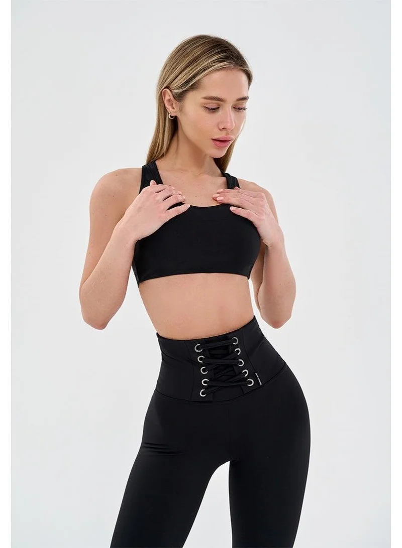 Bona Fide Staylace Black Staylace High Waist Tummy Control Gym Leggings for Women for Women | Best Price UAE