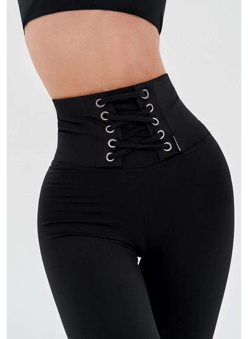 Bona Fide Staylace Black Staylace High Waist Tummy Control Gym Leggings for Women for Women | Best Price UAE