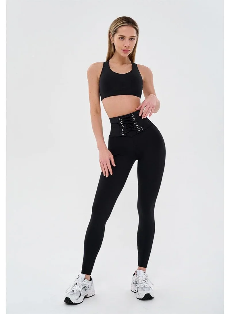Bona Fide Staylace Black Staylace High Waist Tummy Control Gym Leggings for Women for Women | Best Price UAE