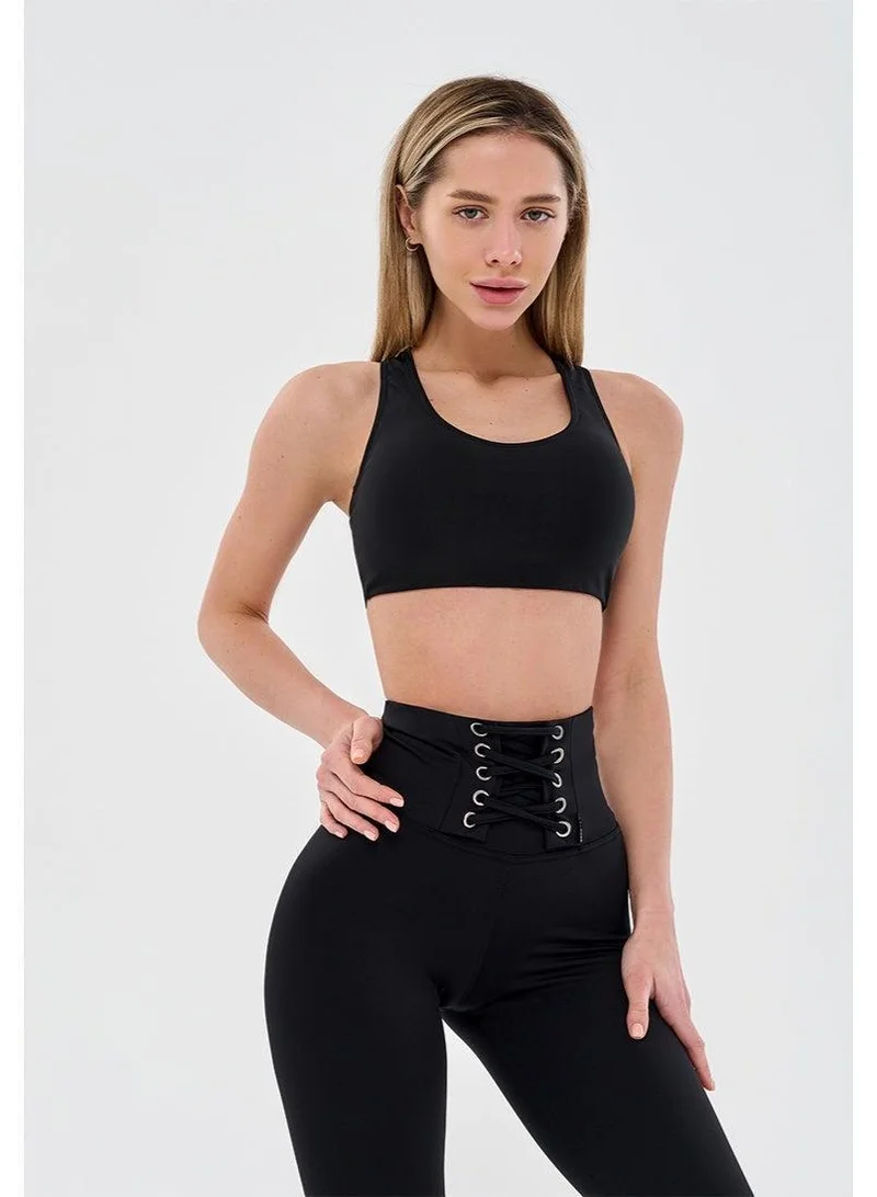 Bona Fide Staylace Black Staylace High Waist Tummy Control Gym Leggings for Women for Women | Best Price UAE