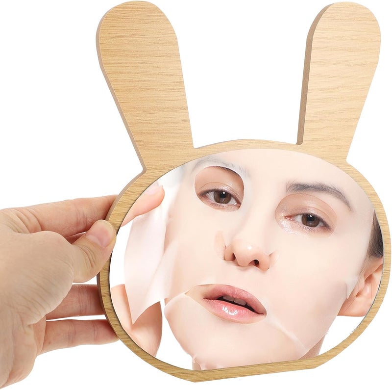 مرآة مستحضرات تجميل خشبية VILLCASE، مرآة طاولة مكتب صغيرة قابلة للفصل للاستخدام المنزلي وفي السكن الجامعي، نمط عشوائي - Image 4