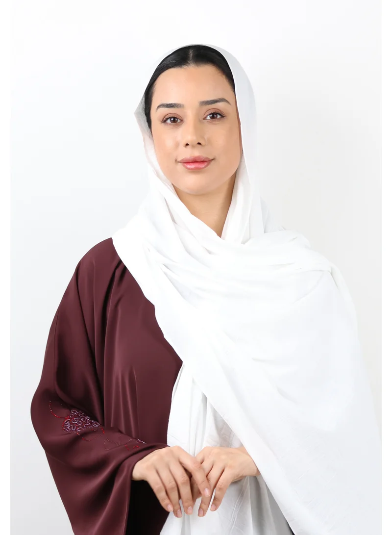 Jameela  Crinkle Cotton Scarf with Tassel Trim (White) for Women | Best Price UAE