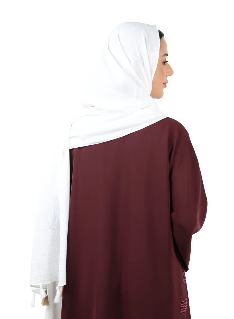 Jameela  Crinkle Cotton Scarf with Tassel Trim (White) for Women | Best Price UAE