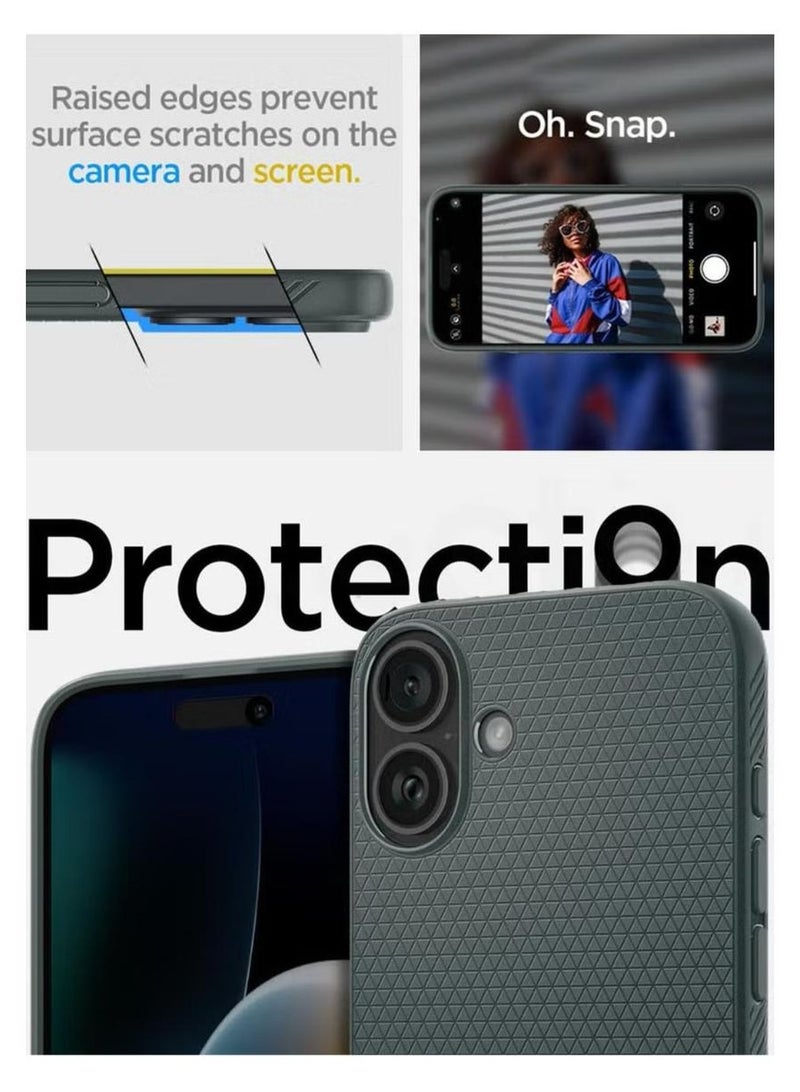 سبايجن غطاء حماية Liquid Air لهاتف iPhone 16 Plus (2024) - أخضر داكن - Image 3