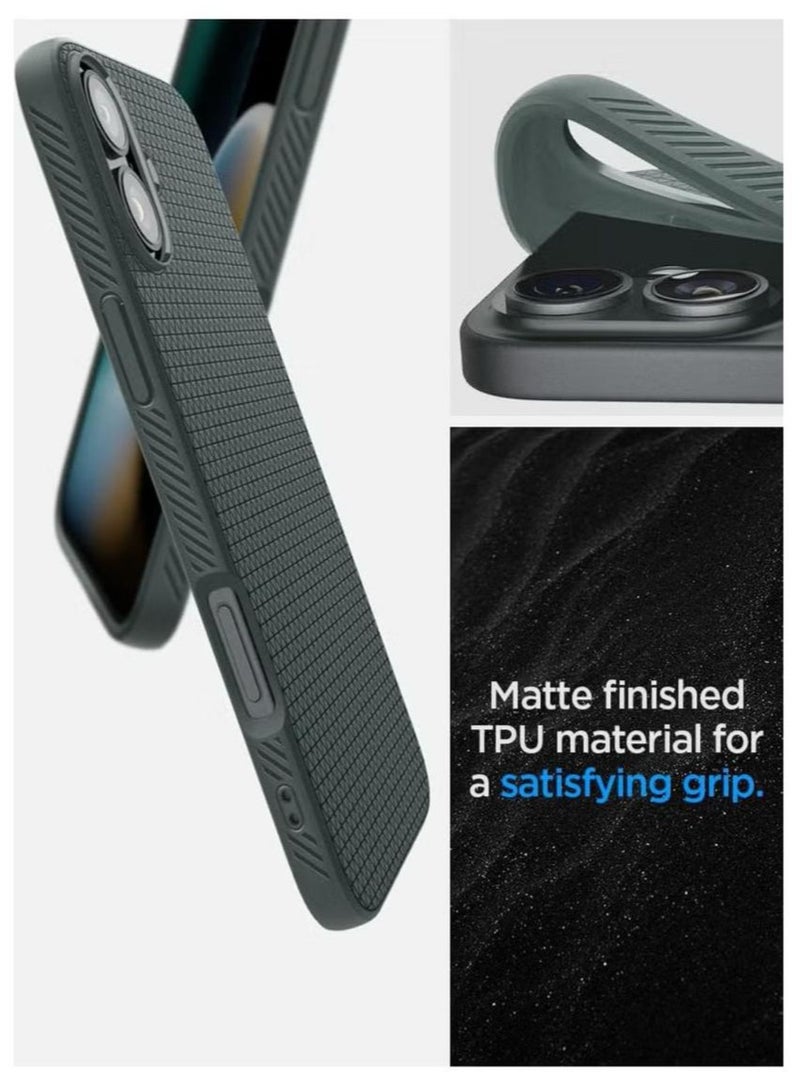 سبايجن غطاء حماية Liquid Air لهاتف iPhone 16 Plus (2024) - أخضر داكن - Image 5