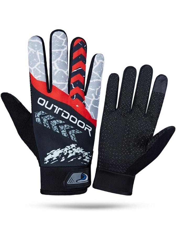 Cycling Gloves | Non-slip, Sun-protective Gloves for Men and Women | Warm, Heat-resistant Gloves for Mountain Biking, Motorcycling, Cricket, Tennis, and Outdoor Sports (Red) - Image 1