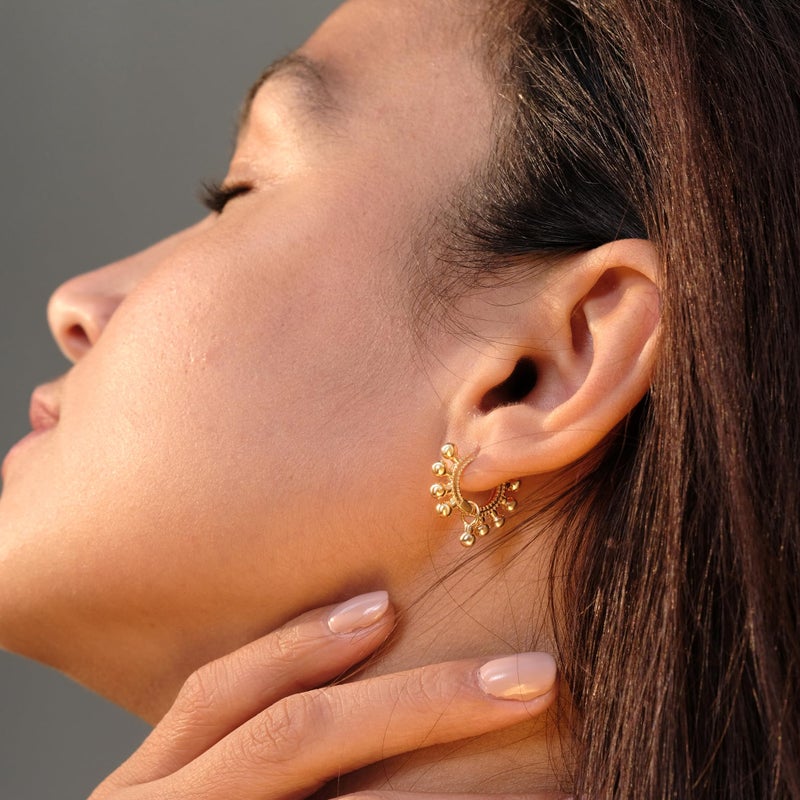 VACRONA Gold Cuff Earrings Huggie Earrings for Women 14k Gold Plated Small Huggie Hoop Earrings - Image 3