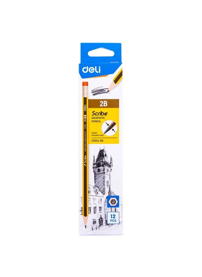 Deli Graphite Pencil HB With Eraser
 Box 12 Pcs  - Image 2