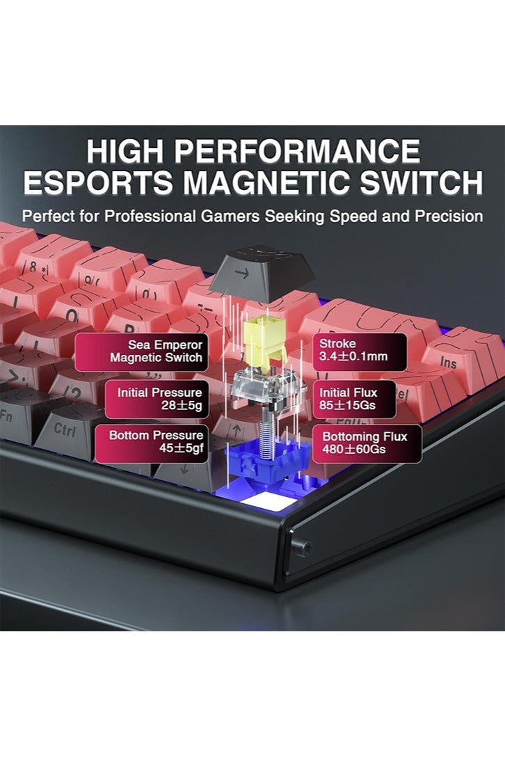 AULA Hero 68 HE 60% Gaming Keyboard Wired, Hall Effect Magnetic Switch Keyboard with 8K Hz Polling Rate, Side Printed PBT Keycaps, RGB Backlit Light Box, Customizable Web Software for PC/Mac Gamers - Image 3