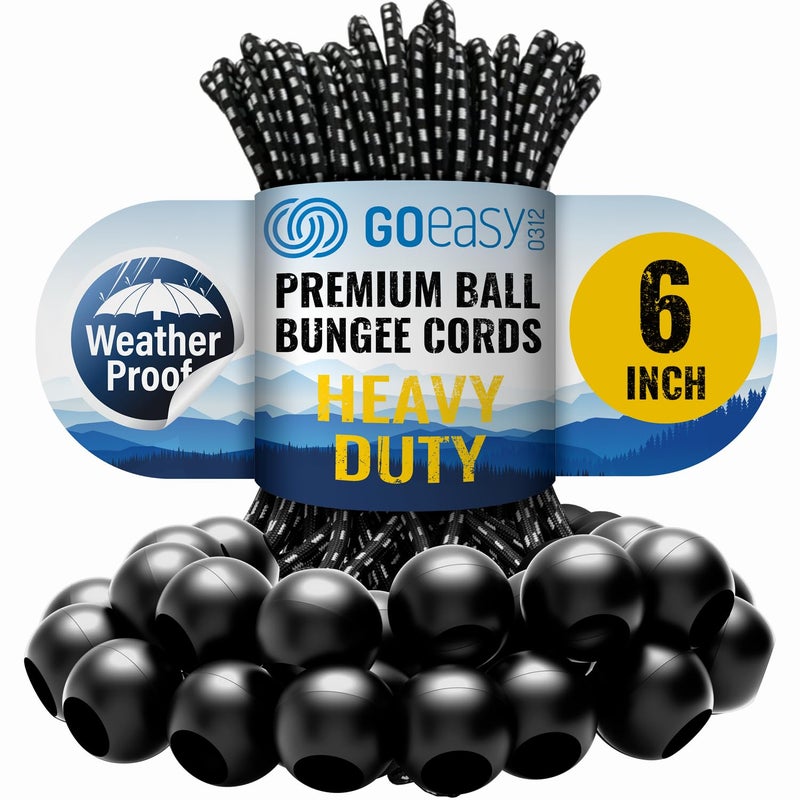 GOEASY0312 Ball Bungee Cords 6 Inch - 50 PCS Bungee Balls with Elastic String for Canopy, Tarp, Straps, Tent, Poles & Wires, for Outdoor & Indoor Activities | GOEASY0312 - Image 1