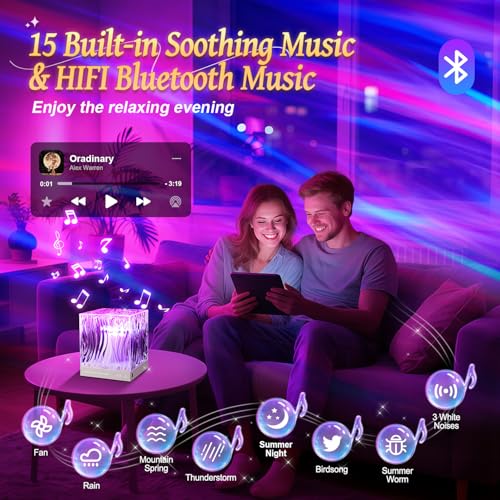 PIKOY Northern Lights Projector White Noise Sound Machine for Sleep 18Color 15 White Noise Machine for Sleeping Bluetooth Aurora Light Projector for Bedroom Aurora ProjectorShower Light Ambient Lighting - Image 3