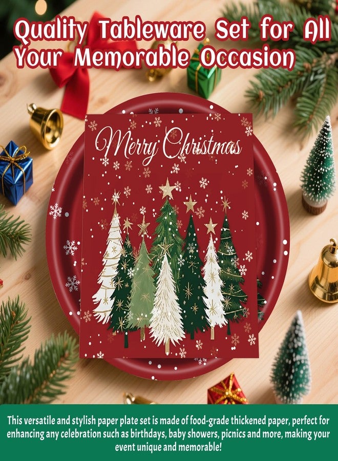 KFJBPB 72PCS Christmas Paper Plates and Napkins Party Supplies, Xmas Tree Disposable Tableware Set for Winter Holiday Christmas Decoration 24 Guests - Image 5