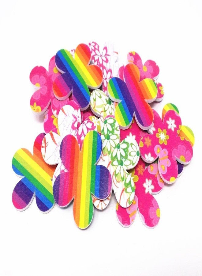 yueton 20pcs Flower Shape Colorful Printing Style Double Sided Nail Files Emery Board Cosmetic Manicure Pedicure Tool - Image 2