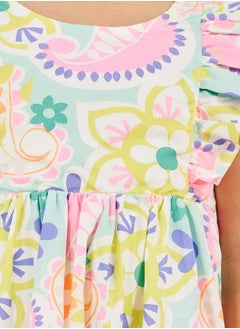 Styli All-Over Print Ruffled Trim A-Line Dress  - Image 3