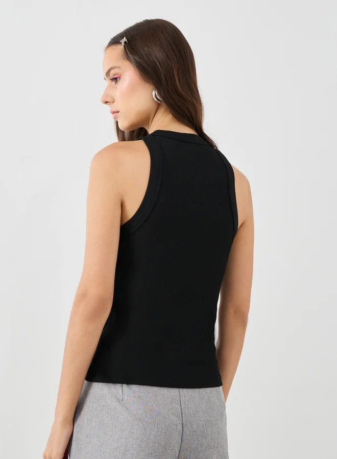 Styli Styli Graphic Print Sleeveless Fitted Top