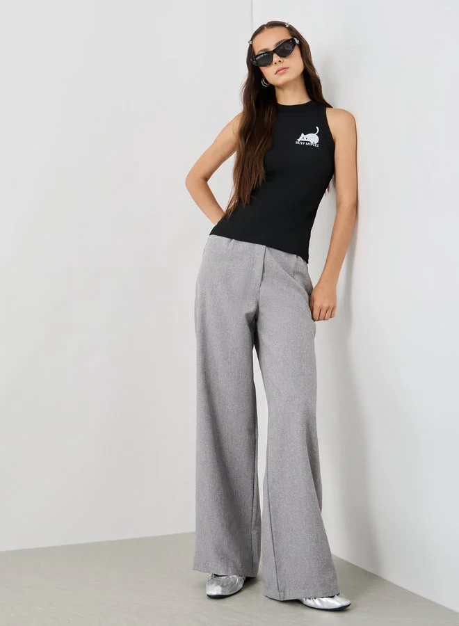 Take Two Graphic Print Sleeveless Fitted Top