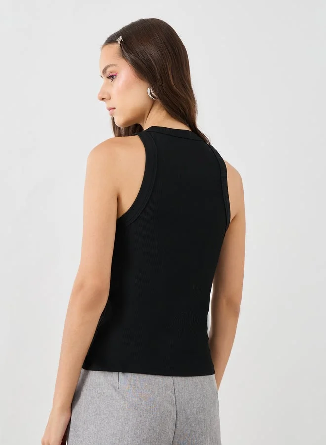 Take Two Graphic Print Sleeveless Fitted Top