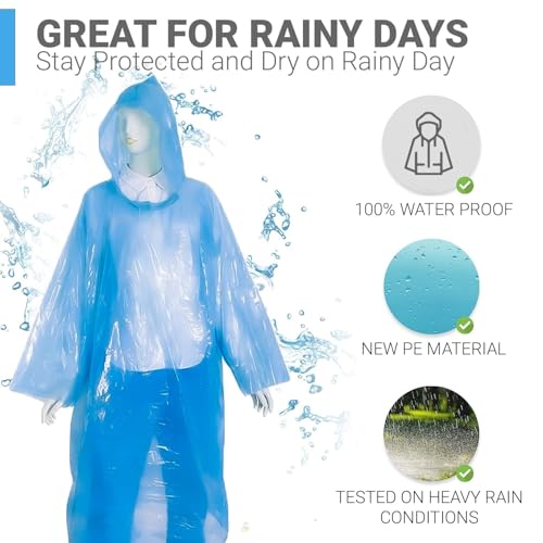 HACER Disposable Raincoat Poncho with Hood Water Resistant Emergency Rainwear Barsaati for Outdoor Travel Men Women (Random Color, Pack of 10) - Image 3