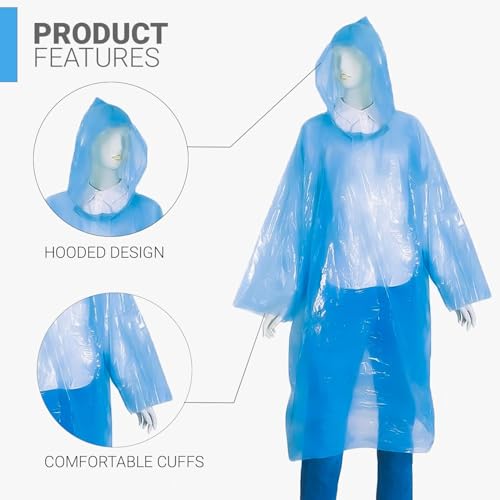 HACER Disposable Raincoat Poncho with Hood Water Resistant Emergency Rainwear Barsaati for Outdoor Travel Men Women (Random Color, Pack of 10) - Image 2